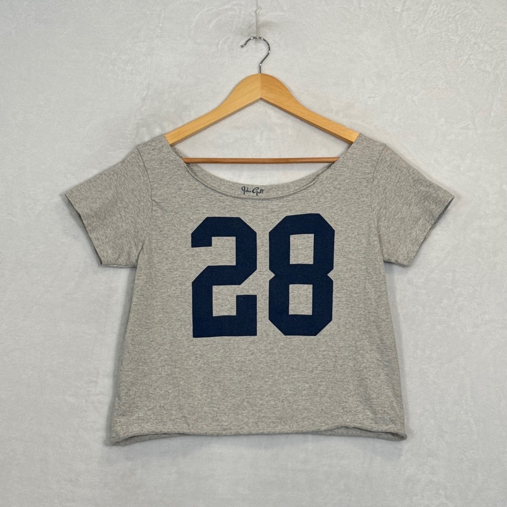 John Galt Gray Graphic Crop Top One Size